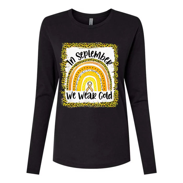 In September We Wear Gold Rainbow Childhood Cancer Awareness Womens Cotton Relaxed Long Sleeve T-Shirt