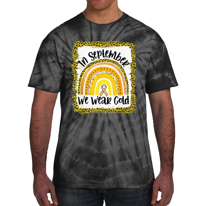 In September We Wear Gold Rainbow Childhood Cancer Awareness Tie-Dye T-Shirt