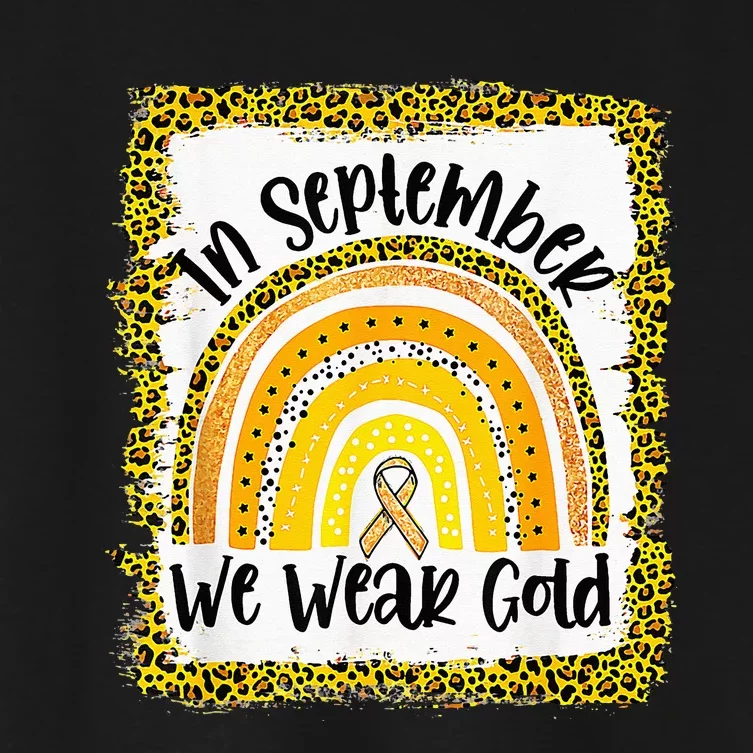 In September We Wear Gold Rainbow Childhood Cancer Awareness Women's Crop Top Tee