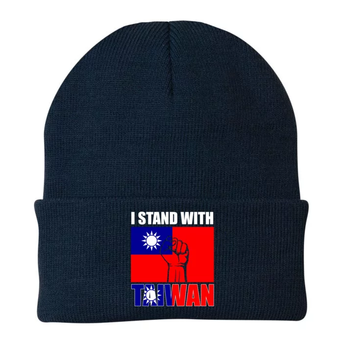 I Stand With Taiwan Taiwanese Flag Fist Hispanic Heritage Funny Gift Knit Cap Winter Beanie