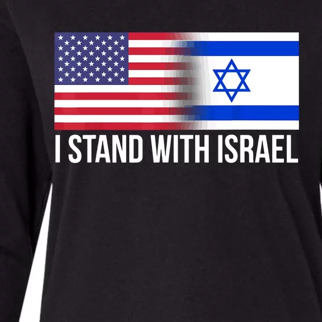 I Stand With Israel Usa Israeli Flag Jewish Womens Cotton Relaxed Long Sleeve T-Shirt