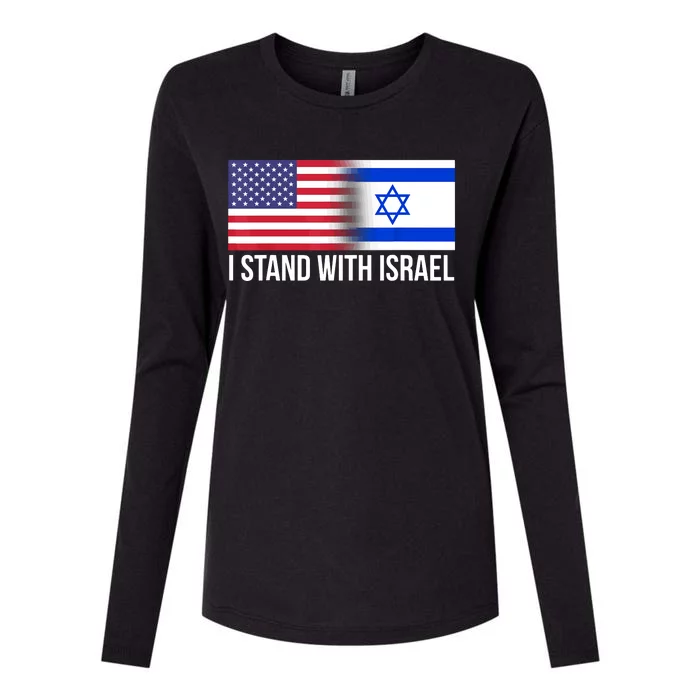 I Stand With Israel Usa Israeli Flag Jewish Womens Cotton Relaxed Long Sleeve T-Shirt