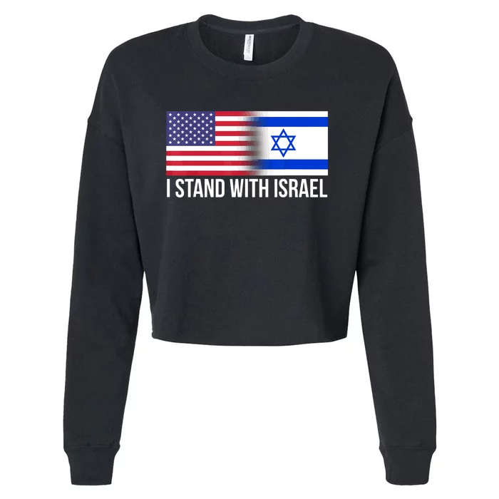 I Stand With Israel Usa Israeli Flag Jewish Cropped Pullover Crew