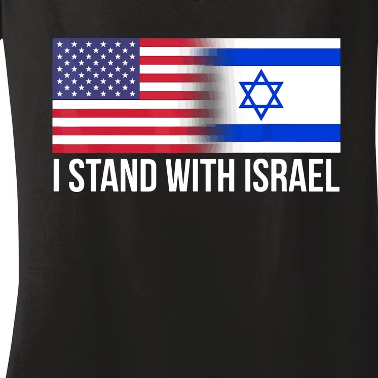 I Stand With Israel Usa Israeli Flag Jewish Women's V-Neck T-Shirt