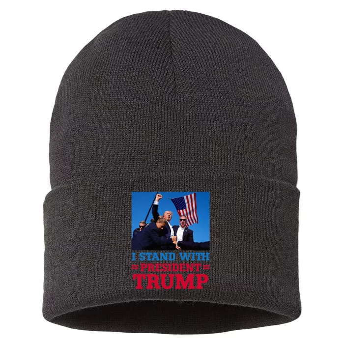 I Stand With President Trump After The Shooting At His Rally Sustainable Knit Beanie