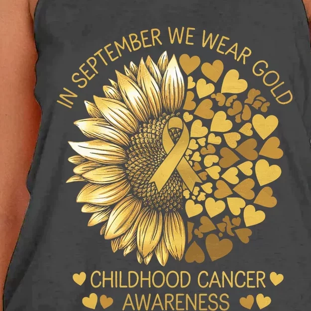 In September We Wear Gold Childhood Cancer Awareness Women's Knotted Racerback Tank