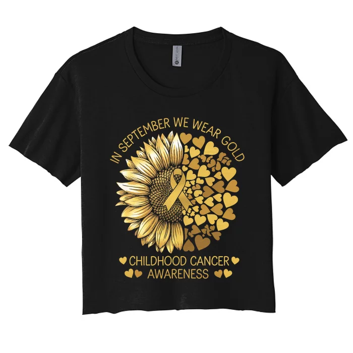 In September We Wear Gold Childhood Cancer Awareness Women's Crop Top Tee