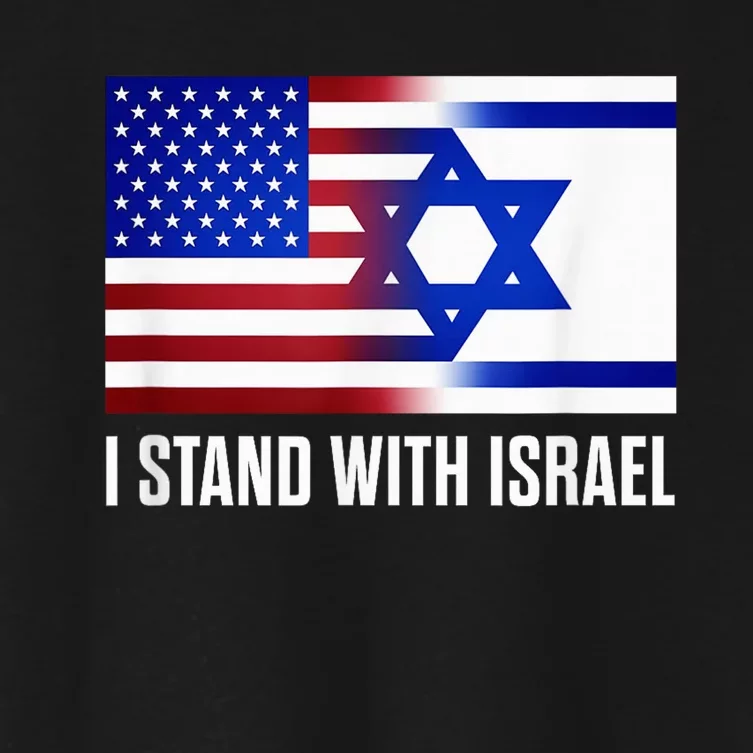 I Stand With Israel Patriotic T shirt USA and Israel Flag Women's Crop Top Tee