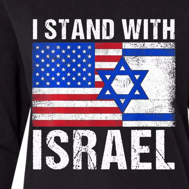 I Stand With Israel Patriotic T shirt USA and Israel Flag Womens Cotton Relaxed Long Sleeve T-Shirt