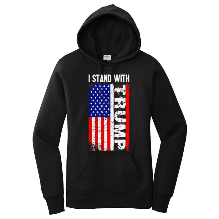 I Stand With President Trump Pro Trump Supporter Anti Biden Women's Pullover Hoodie