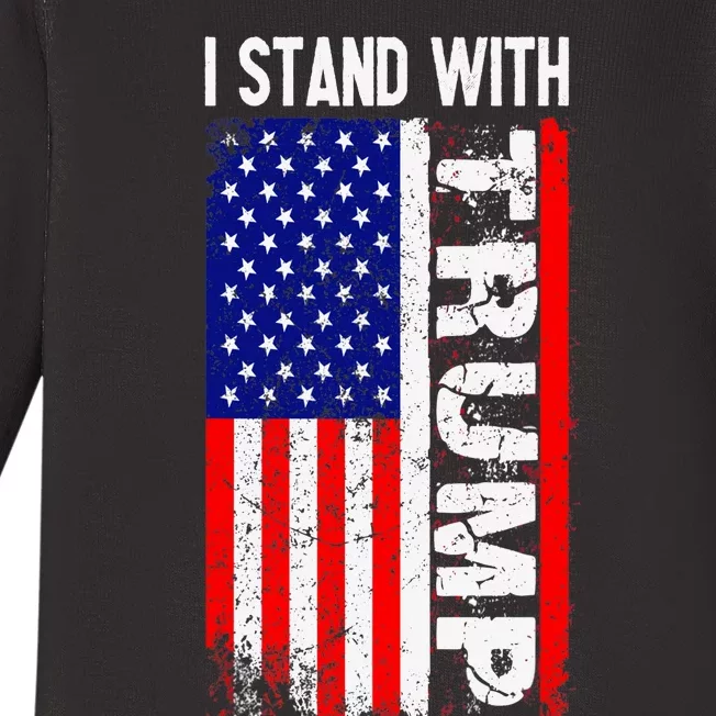 I Stand With President Trump Pro Trump Supporter Anti Biden Baby Long Sleeve Bodysuit