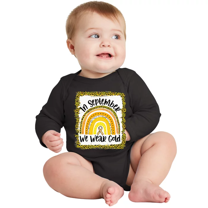 In September We Wear Gold Rainbow Childhood Cancer Awareness Baby Long Sleeve Bodysuit