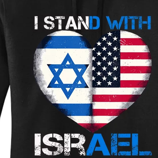 I Stand With Israel Us Support Love Israeli Brotherhood Flag Heart Women's Pullover Hoodie