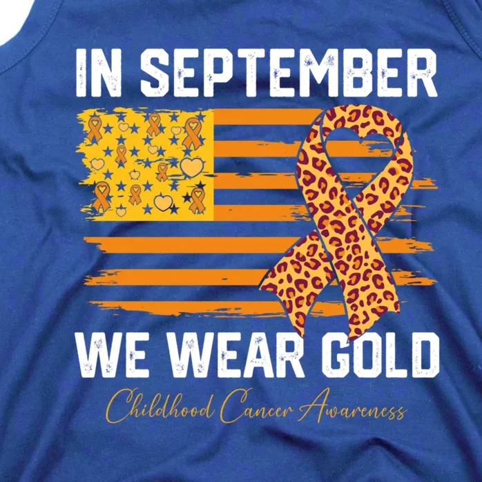 In September We Wear Gold Us Flag Hood Cancer Awareness Gift Tank Top