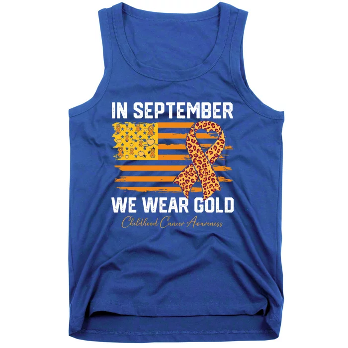 In September We Wear Gold Us Flag Hood Cancer Awareness Gift Tank Top