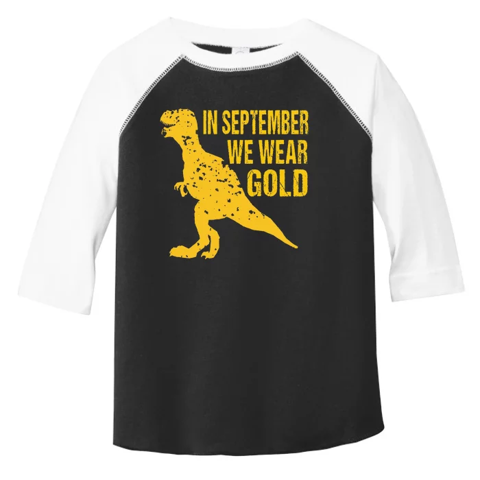 In September We Wear Gold Trex Childhood Cancer Awareness Toddler Fine Jersey T-Shirt