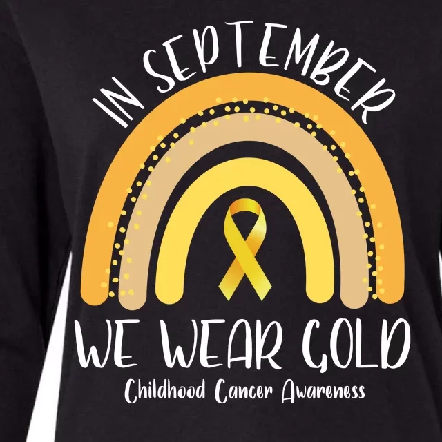 In September We Wear Gold Childhood Cancer Awareness Womens Cotton Relaxed Long Sleeve T-Shirt