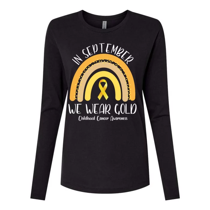 In September We Wear Gold Childhood Cancer Awareness Womens Cotton Relaxed Long Sleeve T-Shirt