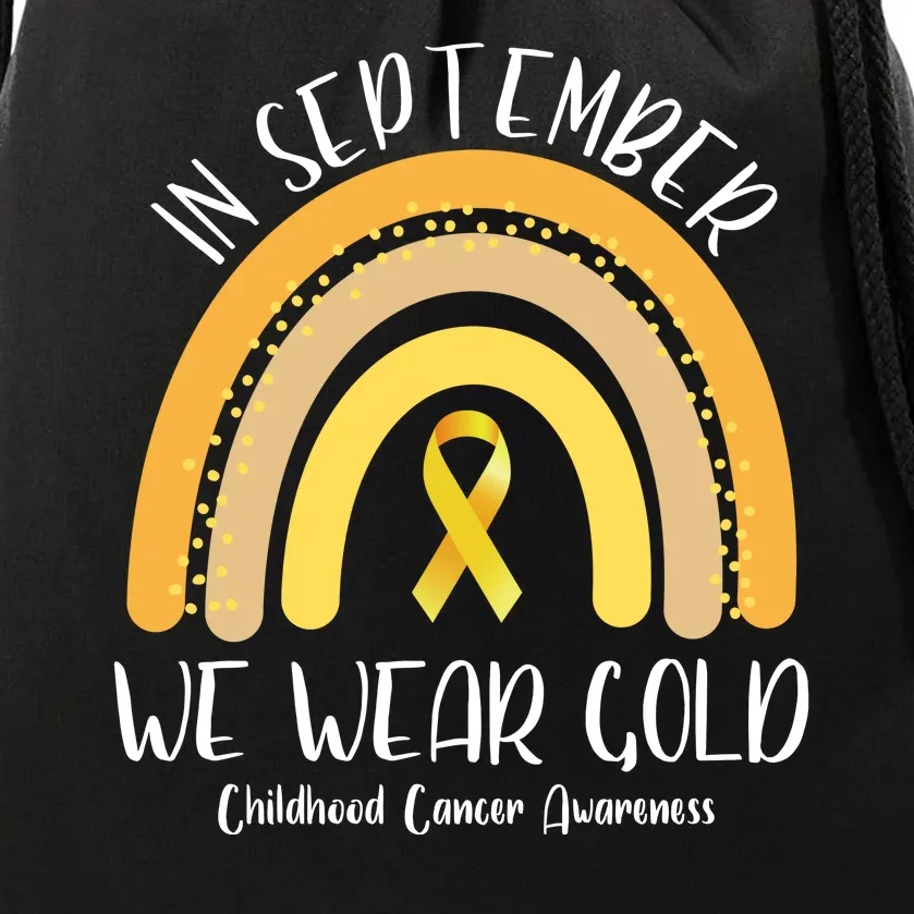 In September We Wear Gold Childhood Cancer Awareness Drawstring Bag