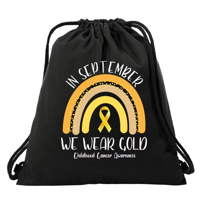 In September We Wear Gold Childhood Cancer Awareness Drawstring Bag