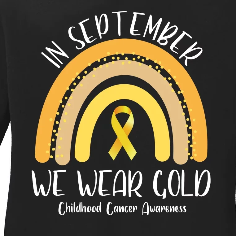 In September We Wear Gold Childhood Cancer Awareness Ladies Long Sleeve Shirt