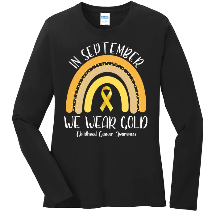 In September We Wear Gold Childhood Cancer Awareness Ladies Long Sleeve Shirt