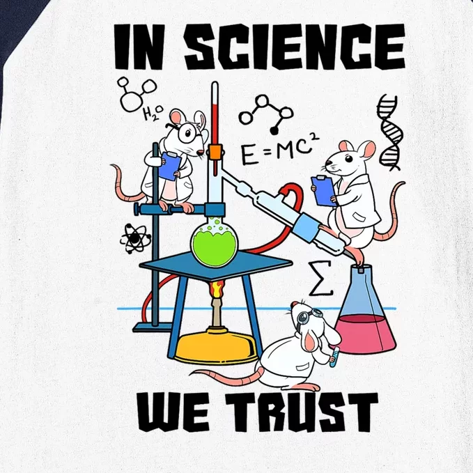 In Science We Trust Chemicals Chemist Mice Funny Laboratory Baseball Sleeve Shirt