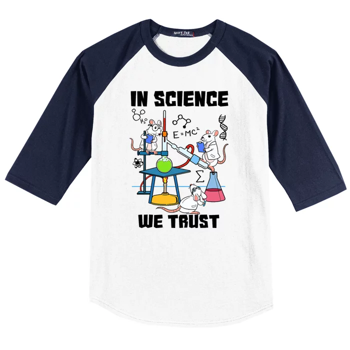 In Science We Trust Chemicals Chemist Mice Funny Laboratory Baseball Sleeve Shirt