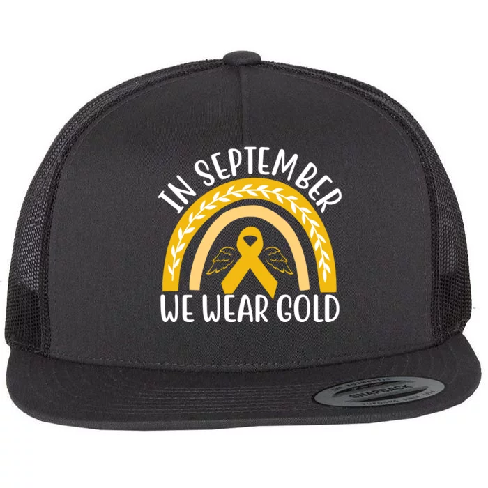 In September We Wear Gold Childhood Cancer Flat Bill Trucker Hat