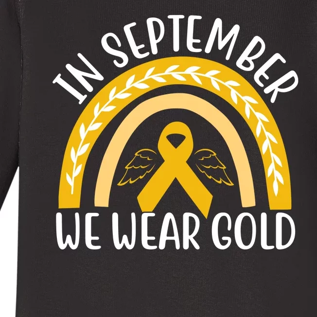 In September We Wear Gold Childhood Cancer Baby Long Sleeve Bodysuit