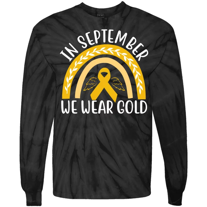 In September We Wear Gold Childhood Cancer Tie-Dye Long Sleeve Shirt