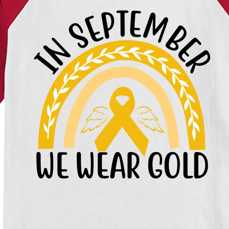 In September We Wear Gold Childhood Cancer Kids Colorblock Raglan Jersey