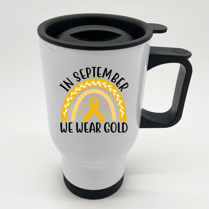 In September We Wear Gold Childhood Cancer Front & Back Stainless Steel Travel Mug