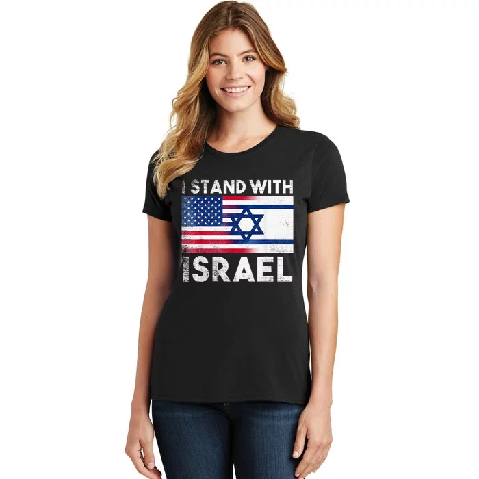 I Stand With Israel Pray For Israel US and Israel Flag Women's T-Shirt