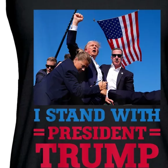 I Stand With President Trump After The Shooting At His Rally Ladies Essential Flowy Tank