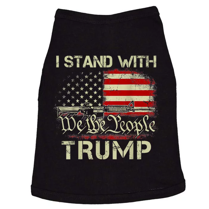 I Stand With Trump American Flag Men Woman USA Vintage Doggie Tank