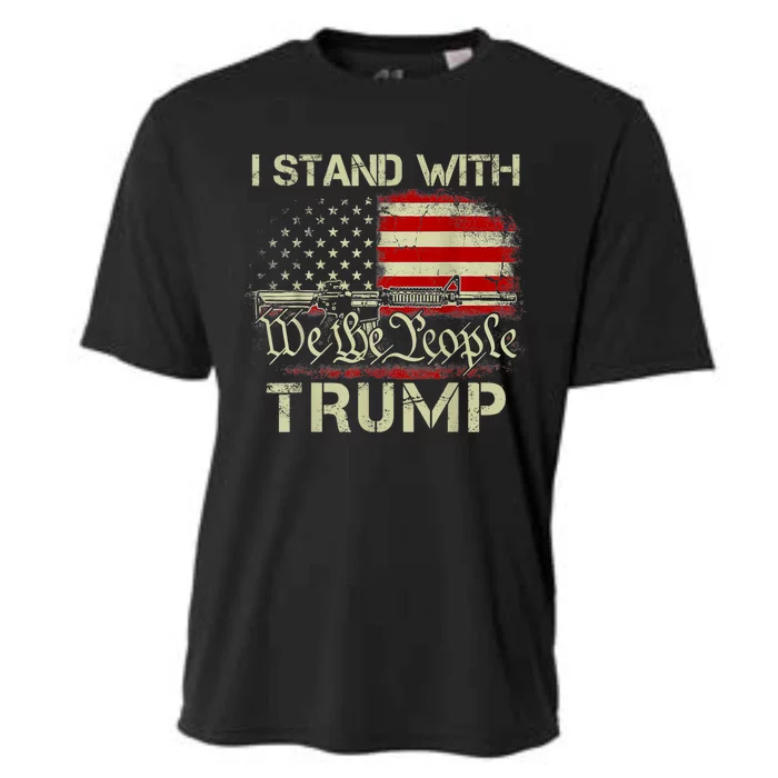 I Stand With Trump American Flag Men Woman USA Vintage Cooling Performance Crew T-Shirt