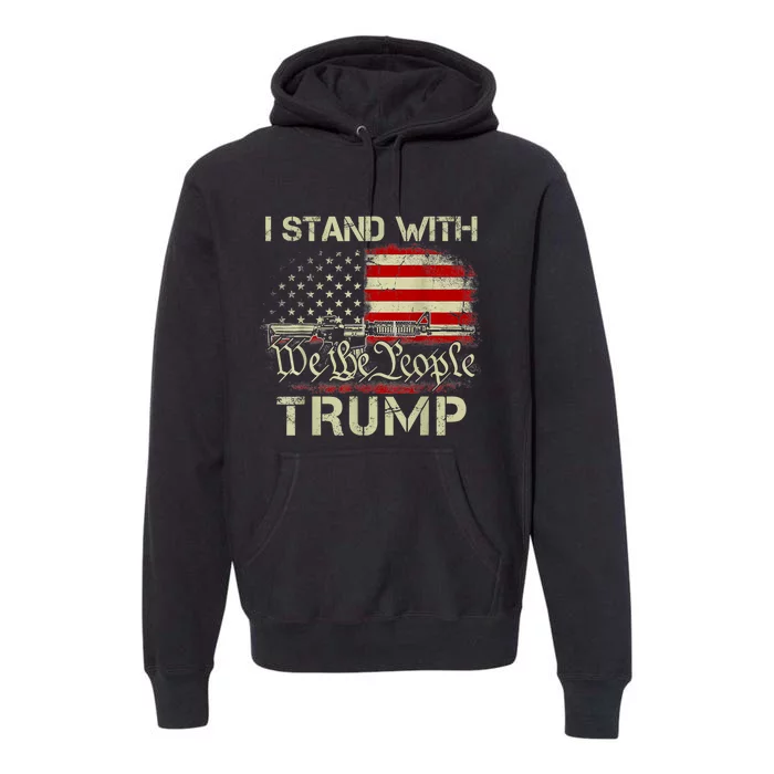 I Stand With Trump American Flag Men Woman USA Vintage Premium Hoodie