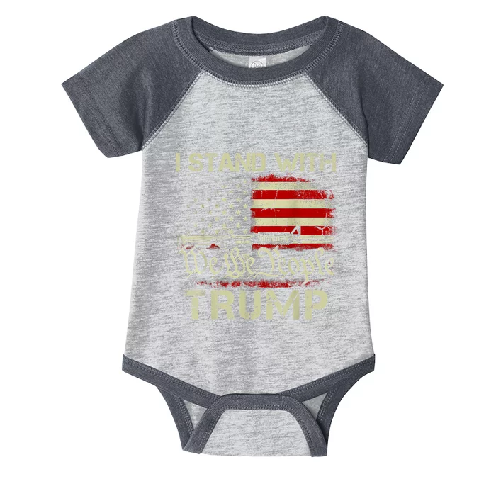 I Stand With Trump American Flag Men Woman USA Vintage Infant Baby Jersey Bodysuit