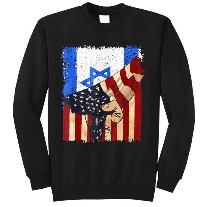 I Stand With Israel Flag With Us American Flag Israel Strong Design Tall Sweatshirt