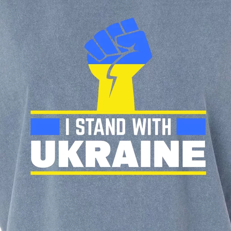 I Stand With Ukraine Support Love Peace Fist Garment-Dyed Women's Muscle Tee