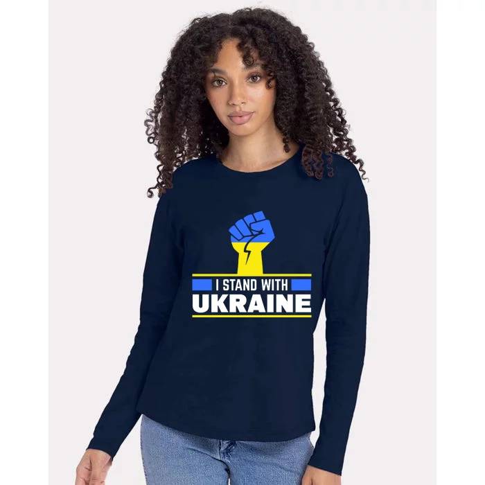 I Stand With Ukraine Support Love Peace Fist Womens Cotton Relaxed Long Sleeve T-Shirt