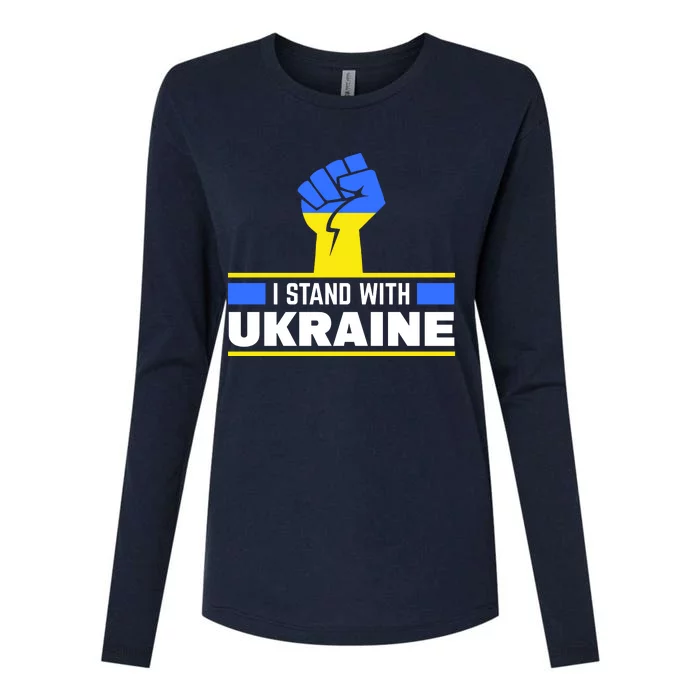 I Stand With Ukraine Support Love Peace Fist Womens Cotton Relaxed Long Sleeve T-Shirt