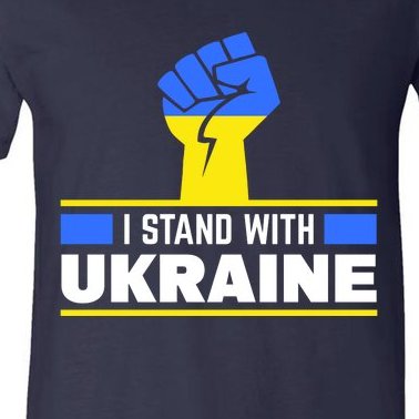 I Stand With Ukraine Support Love Peace Fist V-Neck T-Shirt