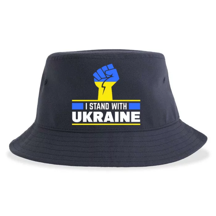 I Stand With Ukraine Support Love Peace Fist Sustainable Bucket Hat