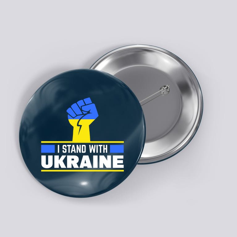 I Stand With Ukraine Support Love Peace Fist Button