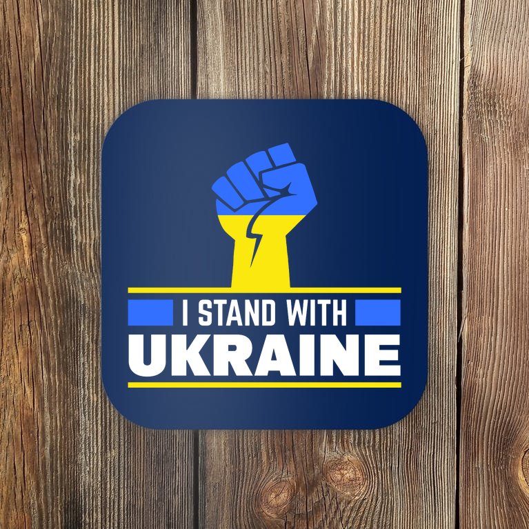 I Stand With Ukraine Support Love Peace Fist Coaster