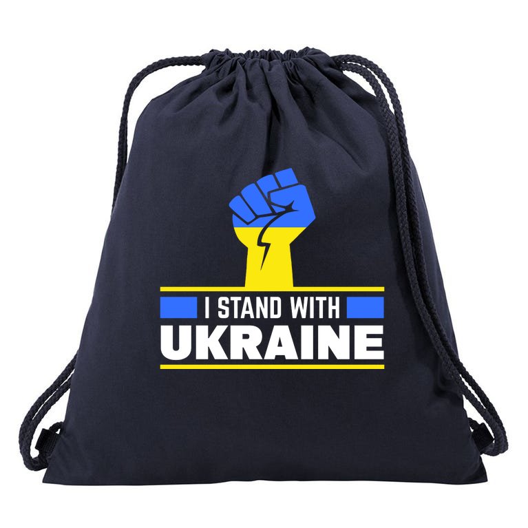 I Stand With Ukraine Support Love Peace Fist Drawstring Bag