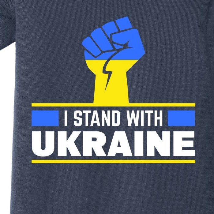 I Stand With Ukraine Support Love Peace Fist Baby Bodysuit