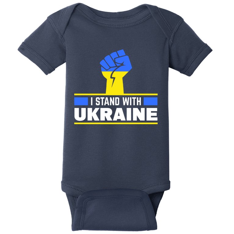 I Stand With Ukraine Support Love Peace Fist Baby Bodysuit